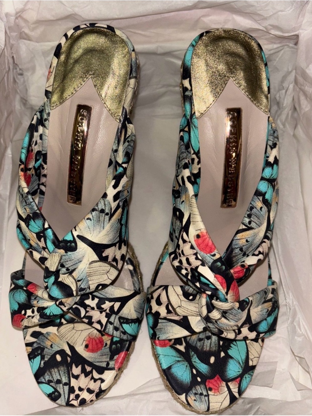 Sophia Webster Butterfly Leather Florita Espadrille Sandals 37.5